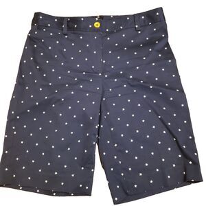 Jones New York Womens Bermuda Shorts Size 4 Stretch  Blue White Stars Zip Button